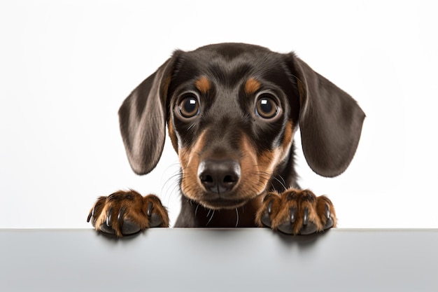 Un Dachshund con fondo blanco.