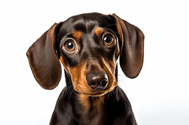 Un Dachshund con fondo blanco.