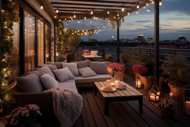 Dachterrasse mit Lampen dekorieren