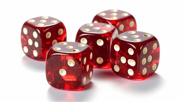 Dados 3D Realistic red craps Casino e fundo de apostas Ilustração vetorial em branco generativo Ai