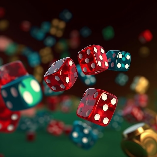Dados cayendo del cielo en un juego de casino generativo ai