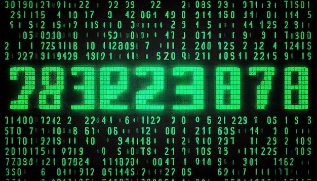 Dados de um fluxo digital ou código binário em um fundo de matriz com dígitos vetoriais da tecnologia de segurança virtual IA generativa, às vezes conhecida como código binário ou números verdes