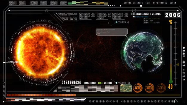 Dados digitais de alta tecnologia e informações de fundo. Conceito de aquecimento global. Elemento terra fornecido pela Nasa