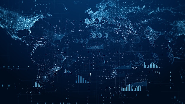 Dados digitais, investimento financeiro e tendências comerciais Diagrama financeiro