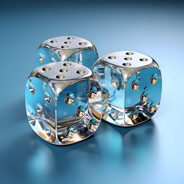 los dados en un fondo azul 3D render 3D ilustración