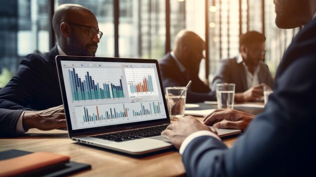 Dados gráficos do mercado de ações de investimento e negociação no mercado de ações Estratégia de dados de análise do homem de negócios