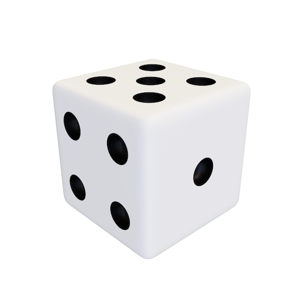 Dados de juego de plástico blanco Cubo de juego realista blanco