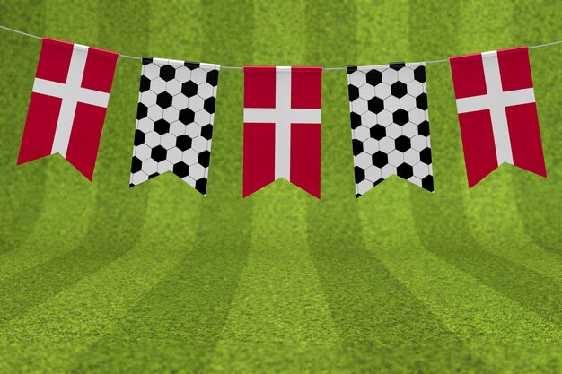 Dänemark-Flagge und Fußball-Textur Fußball-Flagge Ammer 3D-Rendering