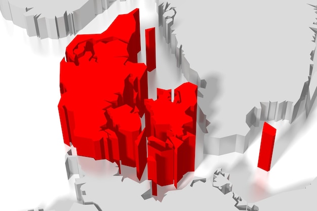 Dänemark rote Landform 3D-Darstellung