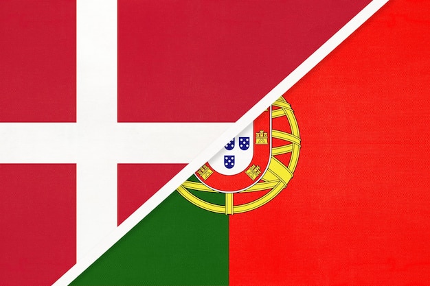 Dänemark und Portugal Symbol des Landes Dänische gegen portugiesische Nationalflaggen