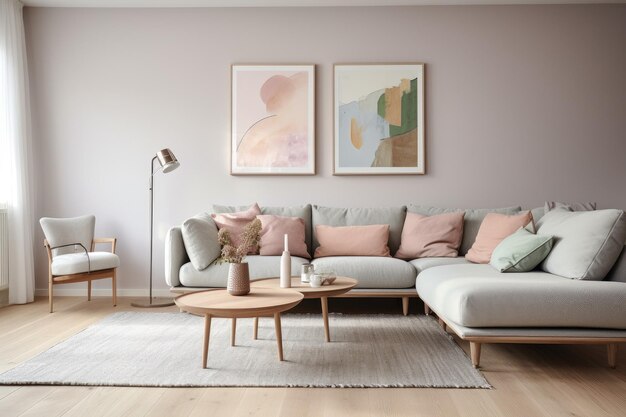 Foto dänischer dekor-designstil in pastelltönen