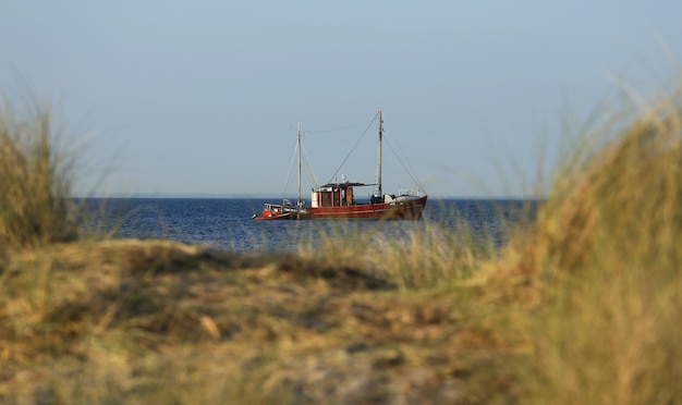 Dänisches Fischerboot im Küstengebiet vom Strand von Amager