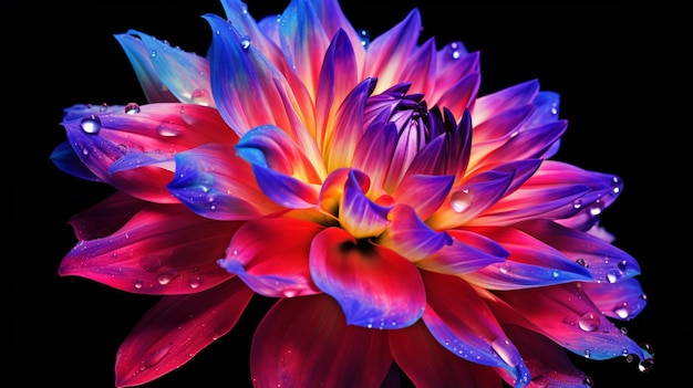 Dahlia-Blumen Realistische Neonfarbe KI-generiertes Bild