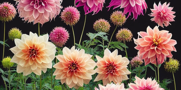 Dahlienblumenbankett schöner spektakulärer Blumenarrangementhintergrund