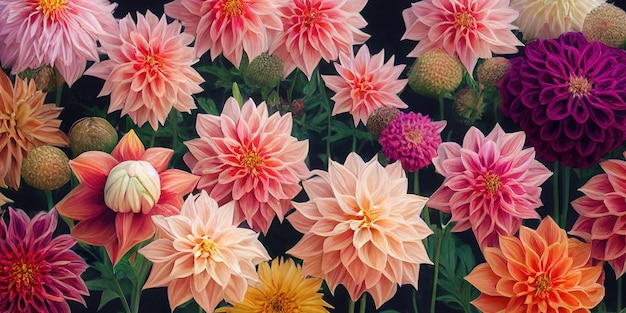 Dahlienblumenbankett schöner spektakulärer Blumenarrangementhintergrund