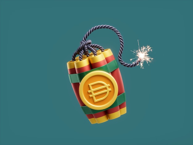 Dai Dynamitbombe TNT Detonator Explosive Coin Crypto Währung 3D Illustration Render