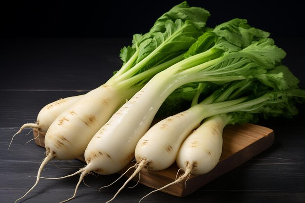 Daikon de vegetais frescos para cozinha vegana