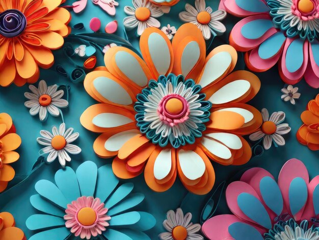 Daisies-Muster 3D-Quilling-Kunst Botanische Karte