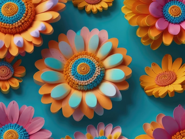 Daisies-Muster 3D-Quilling-Kunst Botanische Karte