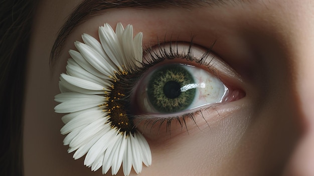 Daisy Eye Hyperrealistische Nahaufnahme einer Blume in einem Auge