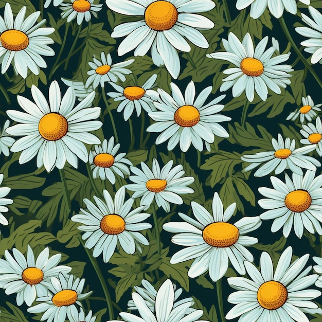 Daisy vibrante floresce arte sem costura