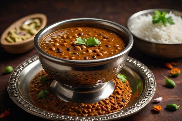 Foto dal makhani com tadka aromatizado