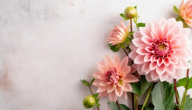 Dália rosa floresce em um campo criando um fundo floral impressionante para bandeiras e desenhos