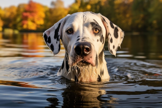 dálmata en el agua