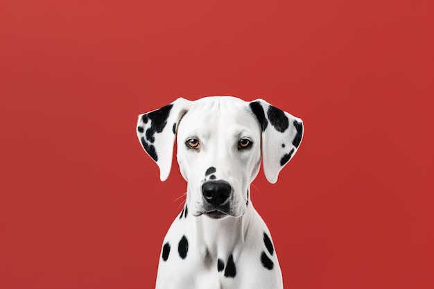 Dalmatiner-Hundekopf gegen rote Wand Generative KI