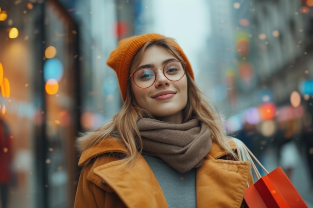 Una dama con bolsas de compras Generativo Ai