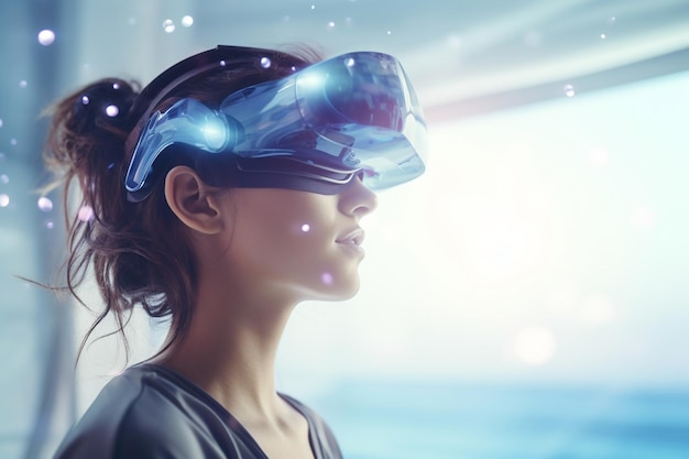 La dama con las gafas de realidad virtual