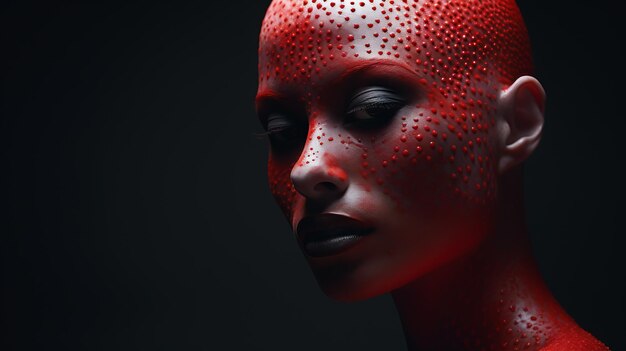 Foto la dama roja con puntos fotografía de estudio 3d luminosa con influencia africana