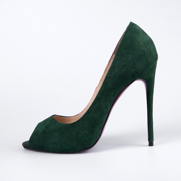 Damen grüne Lederschuhe