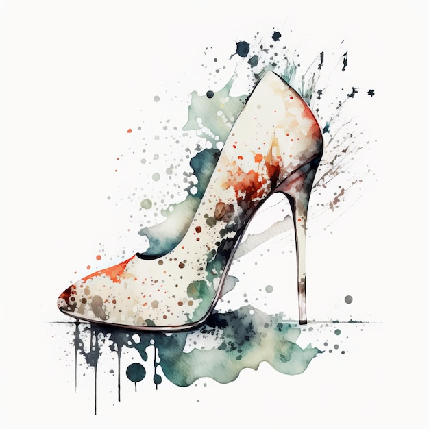 Damenschuhe Aquarellfarben Generative AI