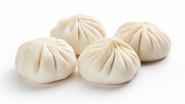 Dampfbrötchen Baozi auf weißem Hintergrund