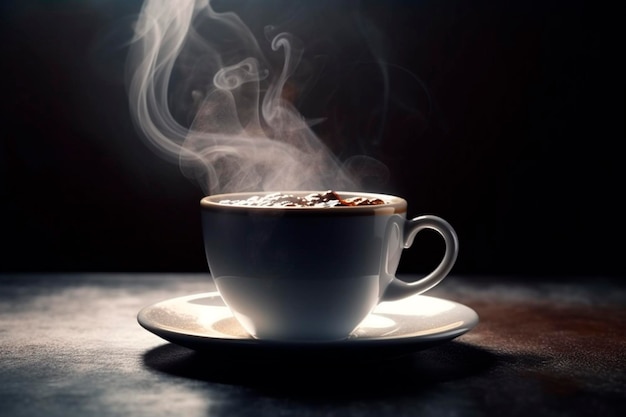 Dampfende Tasse schwarzen Kaffee