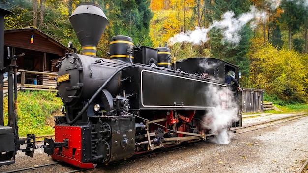 Foto dampfzug mocanita an einem bahnhof, rumänien