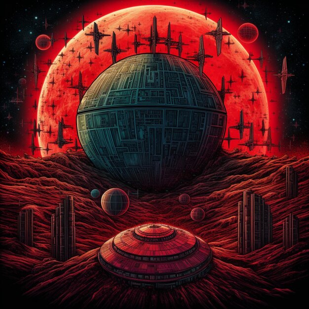 Foto dan mumford estiliza a estrela da morte ai generative art