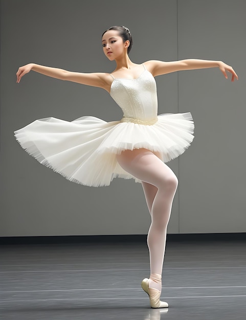 Dança de balé elegante, performance impressionante de garota graciosa