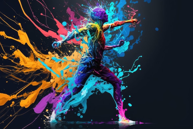 Dança de disjuntor abstrata em pintura colorida ai generativa