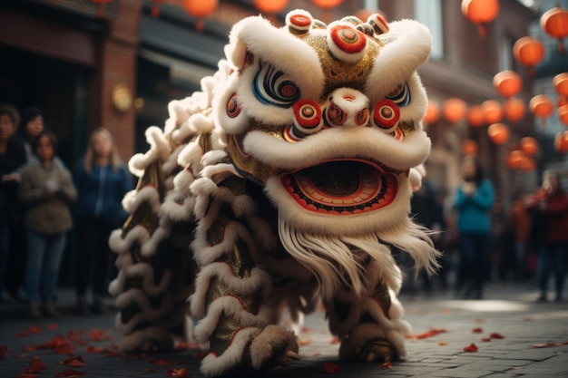 Dança de rua do leão chinês