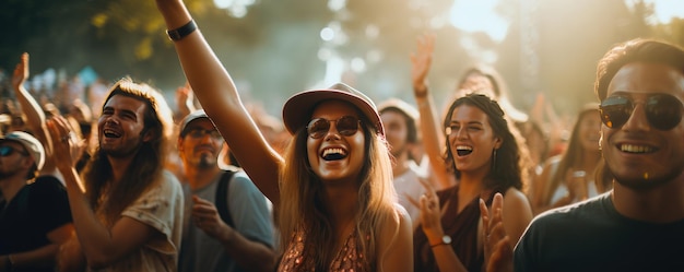 Dançando com amigos no festival de verão pessoas na festa Generative Ai