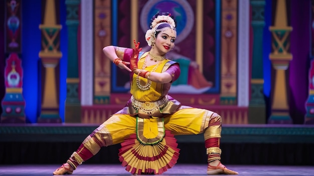 Dançarina de dança clássica indiana bharatanatyam