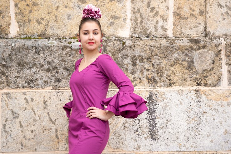 Foto dançarina de flamenco com vestido tradicional da espanha