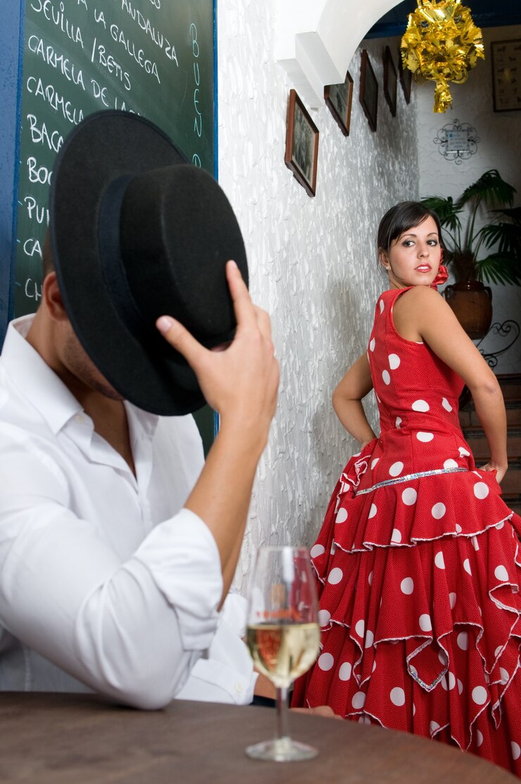 Foto dançarinos de flamenco espanhol durante a feira de sevilha