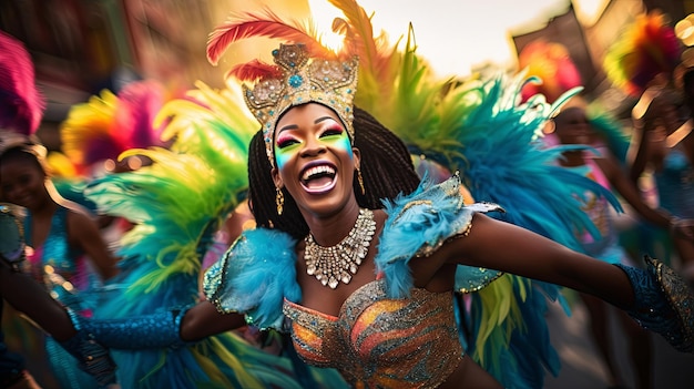 Foto dançarinos de samba enérgicos no carnaval