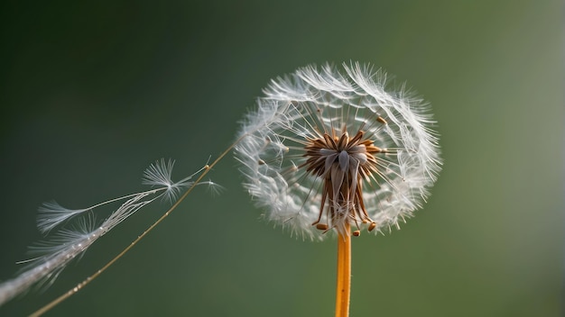 Dandelion-Samenkopf mit wegblasenden Samen