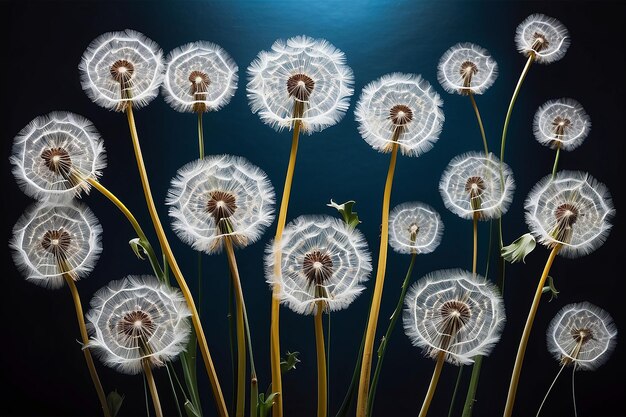 Foto dandelions danza de la luz y la sombra