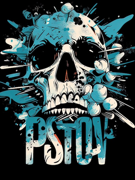 Dangerous Skull Trendy Citado Estilo vectorial Arte vectorial de graffiti Generado por IA