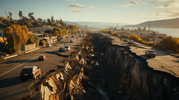 Daños en carreteras por terremoto